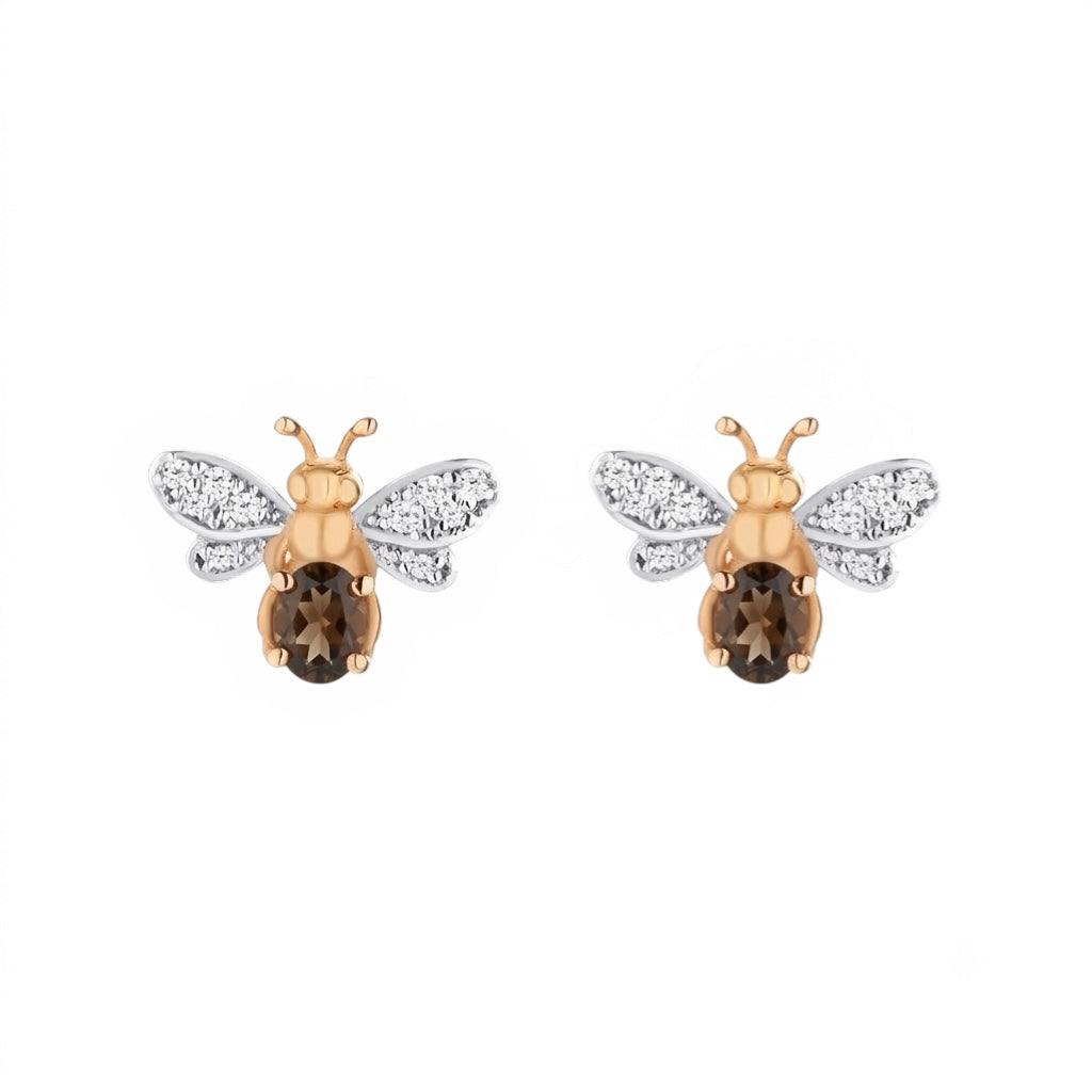 AURELIA BEE LIVA GOLD DIAMOND AMETHYST EARRING
