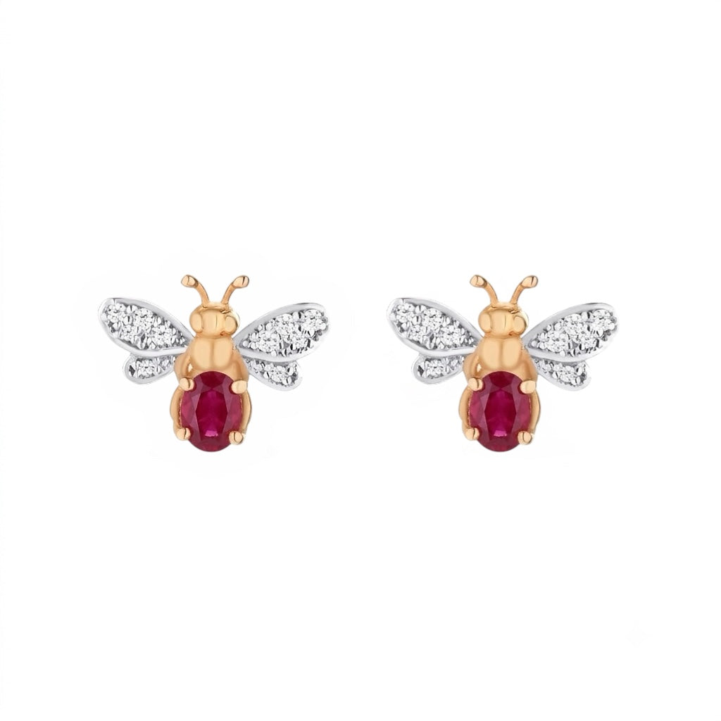 AURELIA BEE LIVA GOLD DIAMOND RUBY EARRING