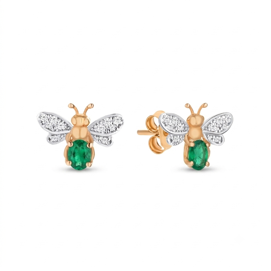 AURELIA BEE LIVA GOLD DIAMOND EMERALD EARRING