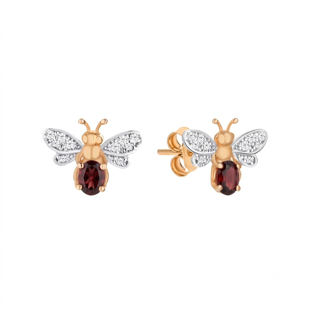 AURELIA BEE LIVA GOLD DIAMOND GARNET EARRING
