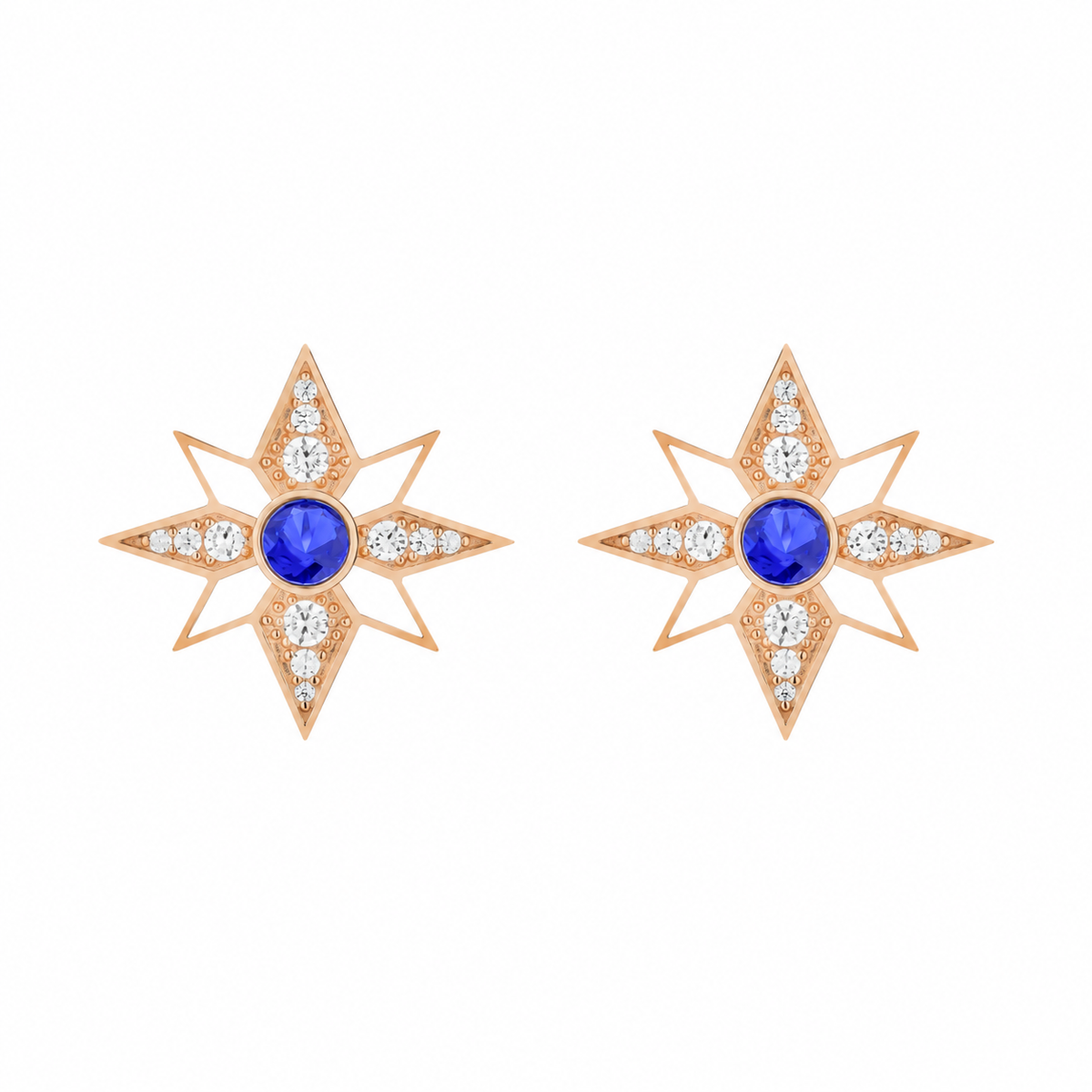 VEGA STAR VESPERA GOLD DIAMOND SAPPHIRE EARRING