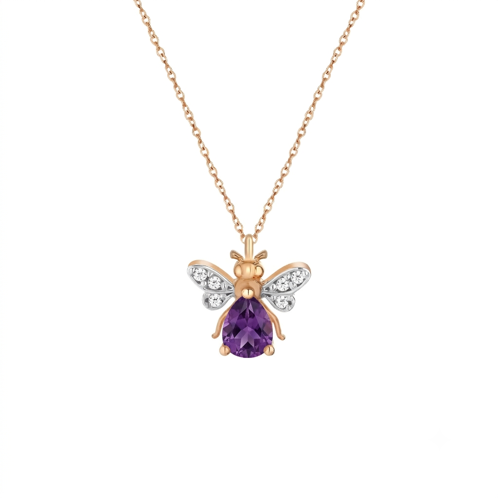 AURELIA BEE MILA GOLD DIAMOND AMETHYST NECKLACE