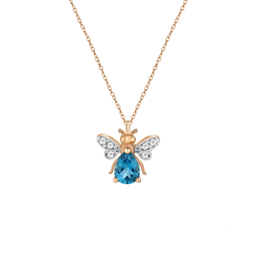 AURELIA BEE MILA GOLD DIAMOND BLUE TOPAZ NECKLACE