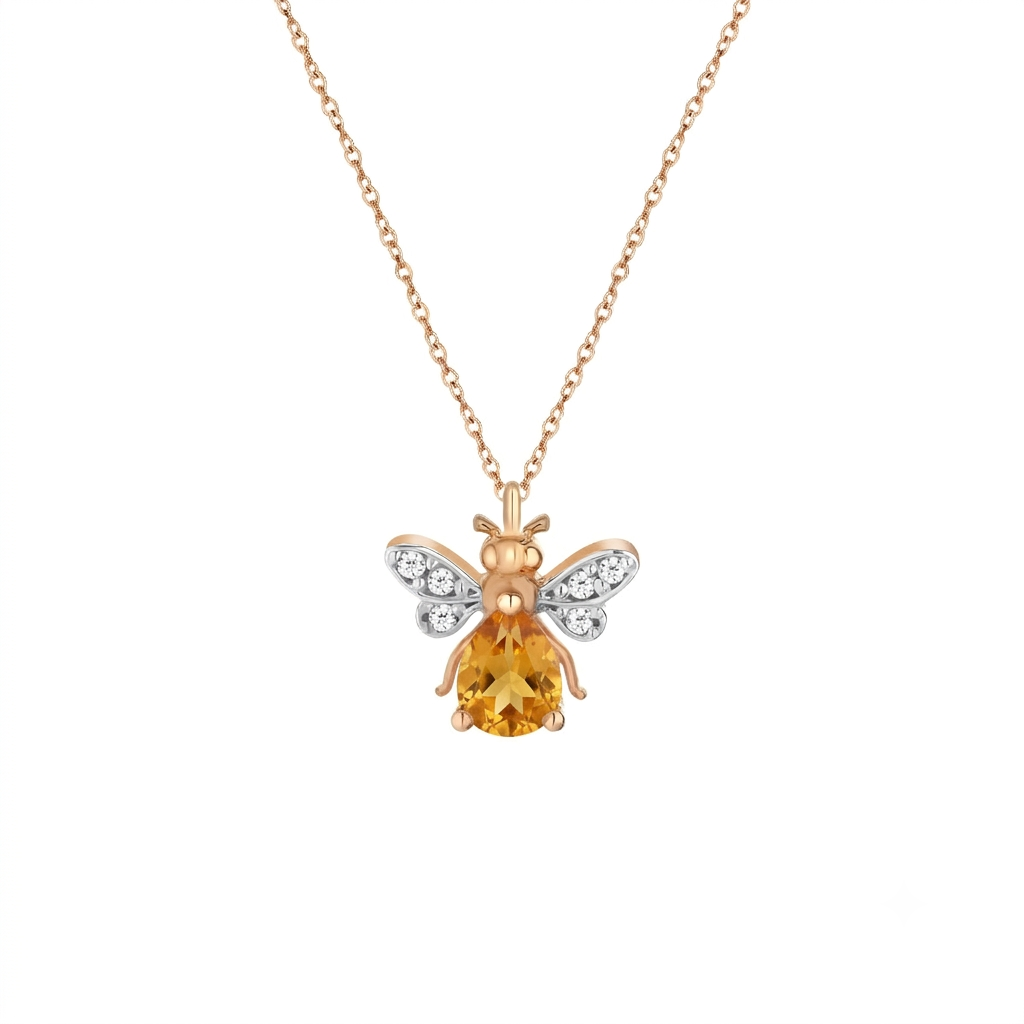 AURELIA BEE MILA GOLD DIAMOND CITRIN NECKLACE