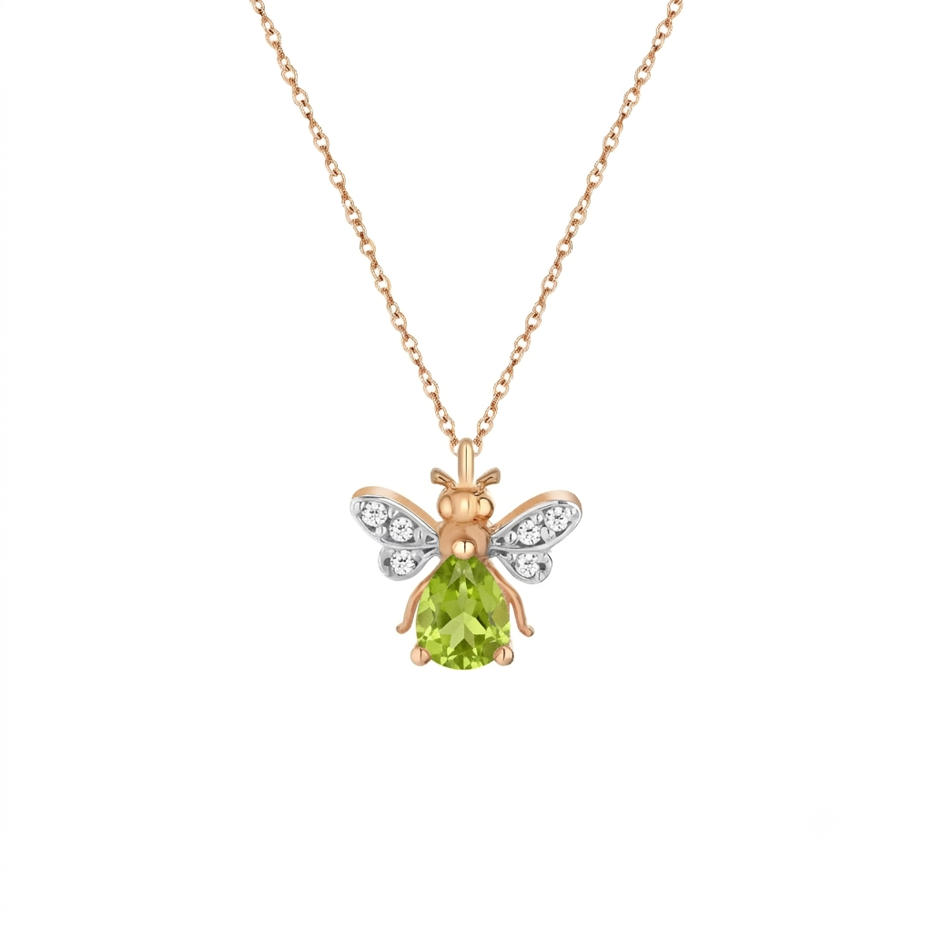 AURELIA BEE MILA GOLD DIAMOND PERIDOT NECKLACE