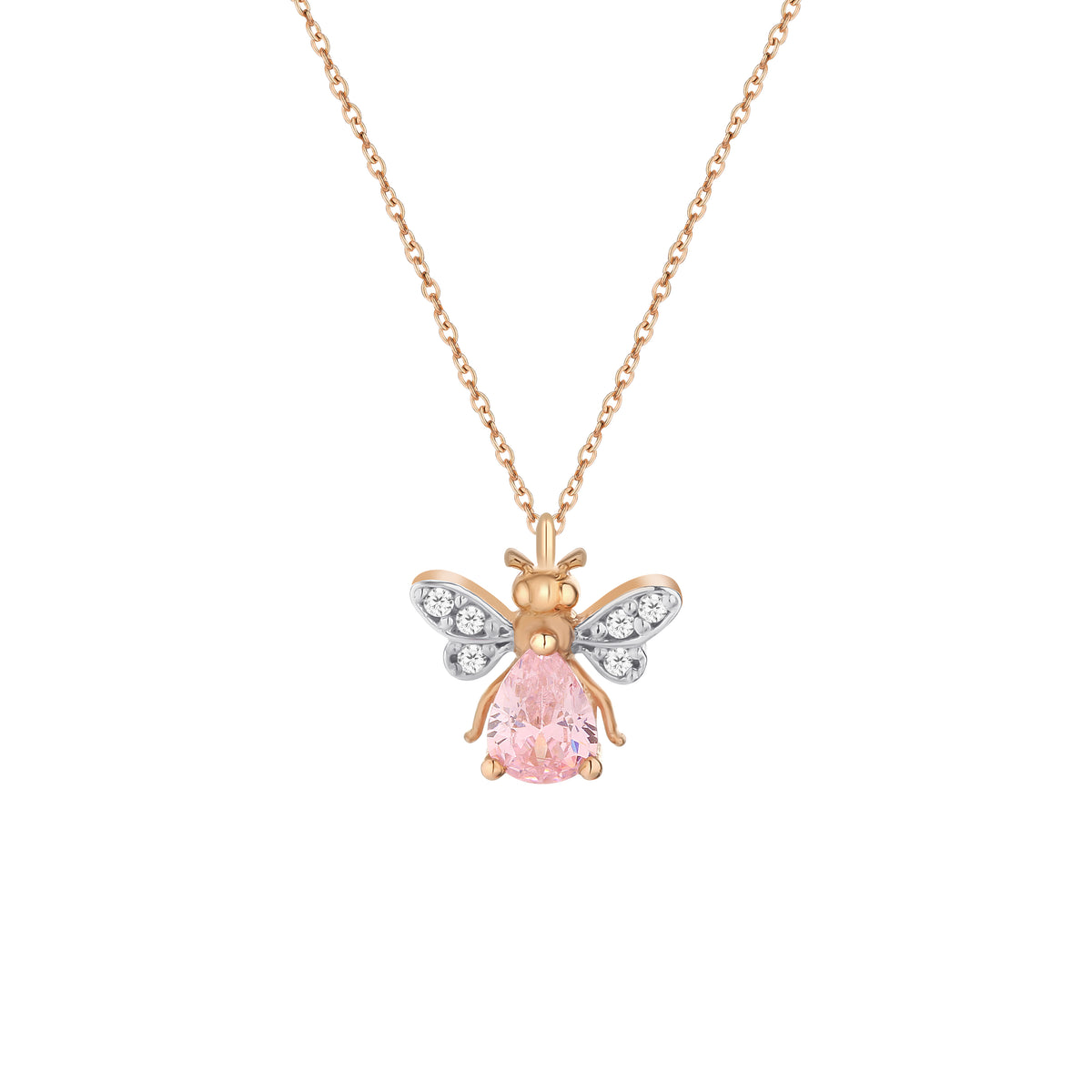 AURELIA BEE MILA GOLD DIAMOND PINK SAPPHIRE NECKLACE