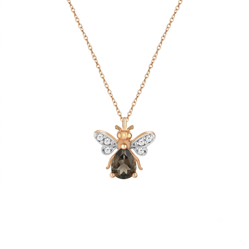 AURELIA BEE MILA GOLD DIAMOND SMOKY TOPAZ NECKLACE