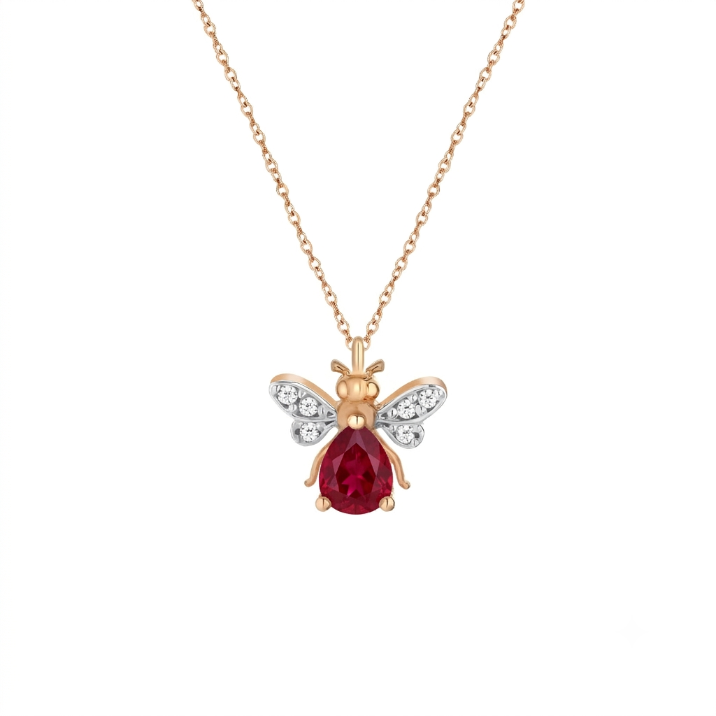 AURELIA BEE MILA GOLD DIAMOND RUBY NECKLACE