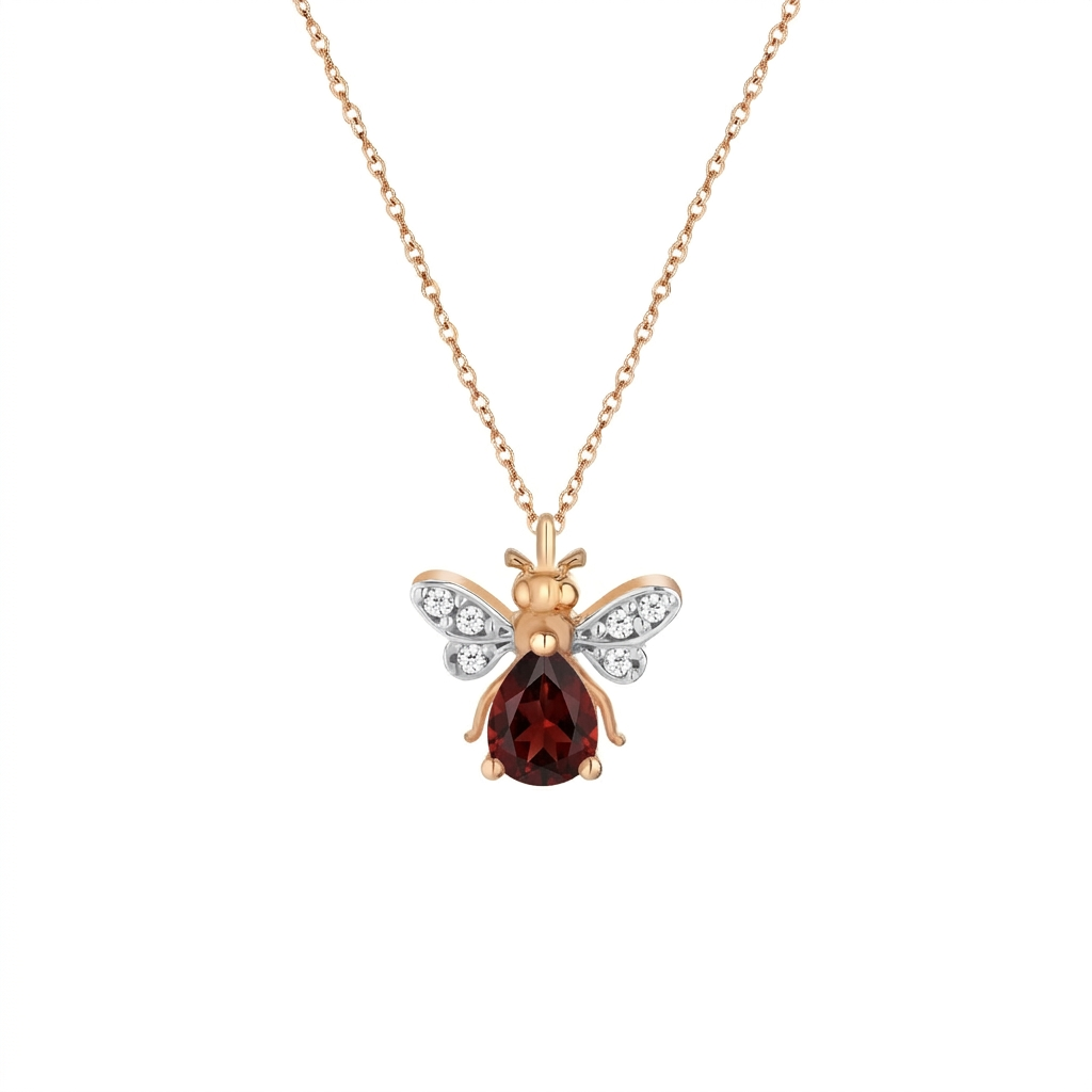 AURELIA BEE MILA GOLD DIAMOND GARNET NECKLACE