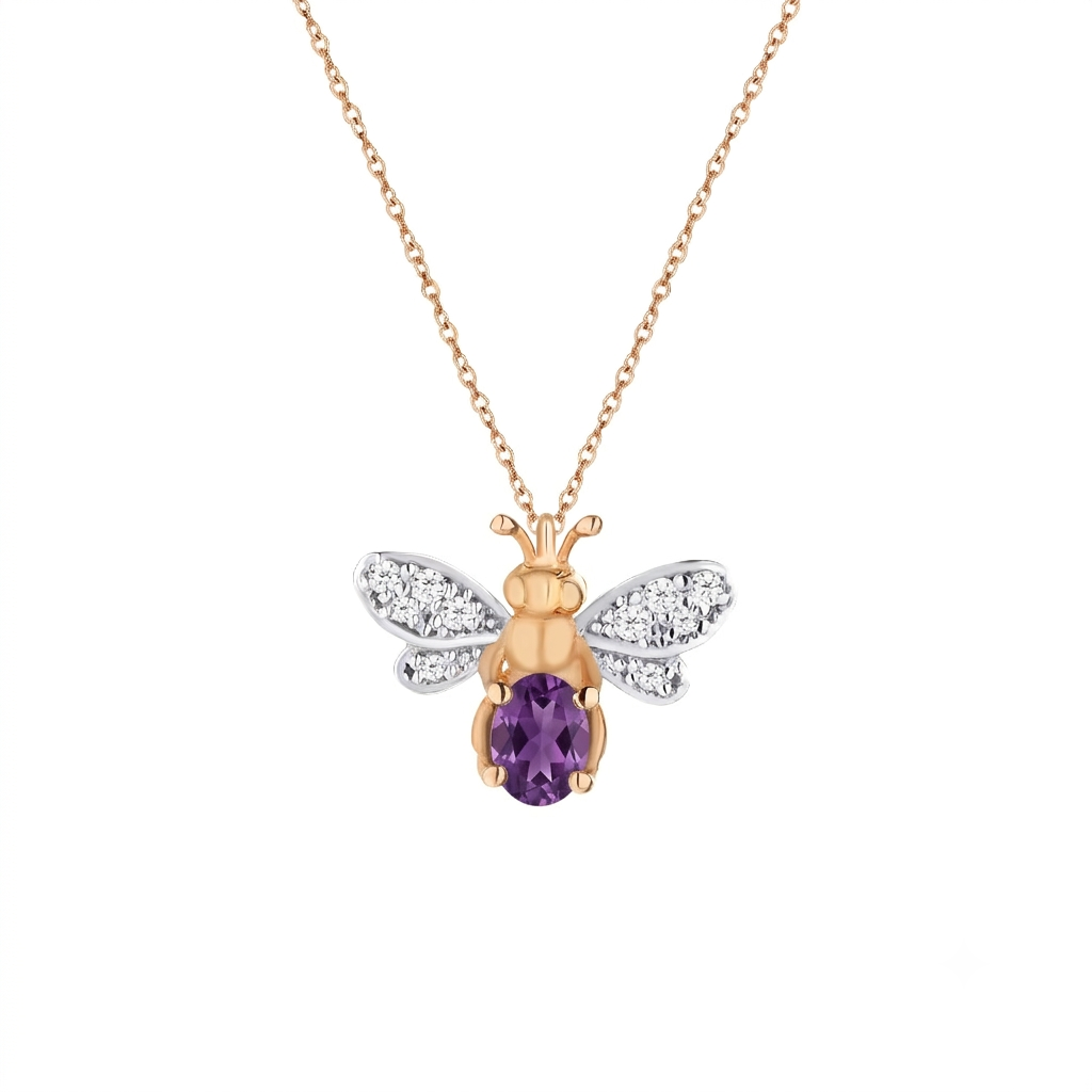 AURELIA BEE LIVA GOLD DIAMOND AMETHYST NECKLACE