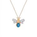 AURELIA BEE LIVA GOLD DIAMOND BLUE TOPAZ NECKLACE