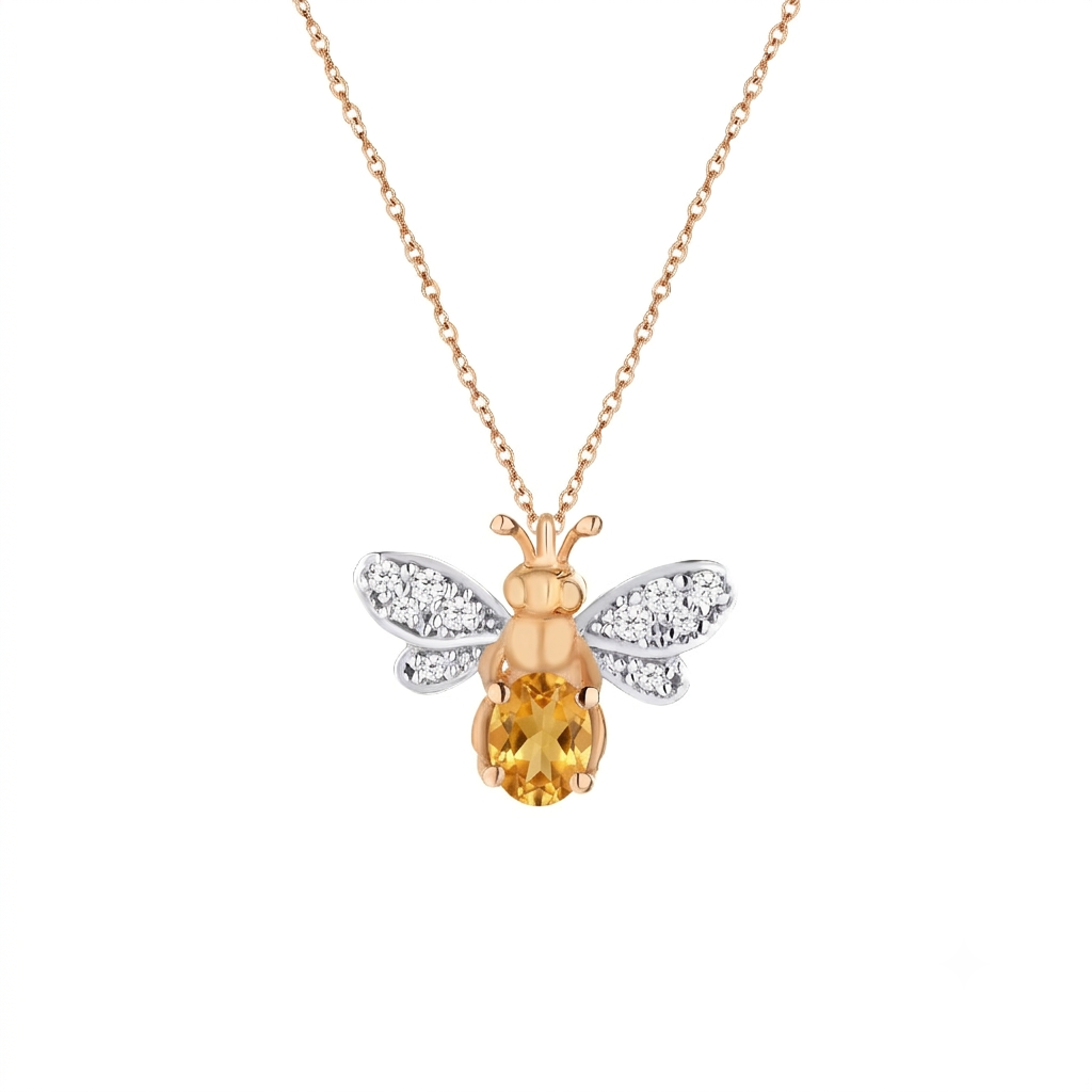 AURELIA BEE LIVA GOLD DIAMOND CITRIN NECKLACE