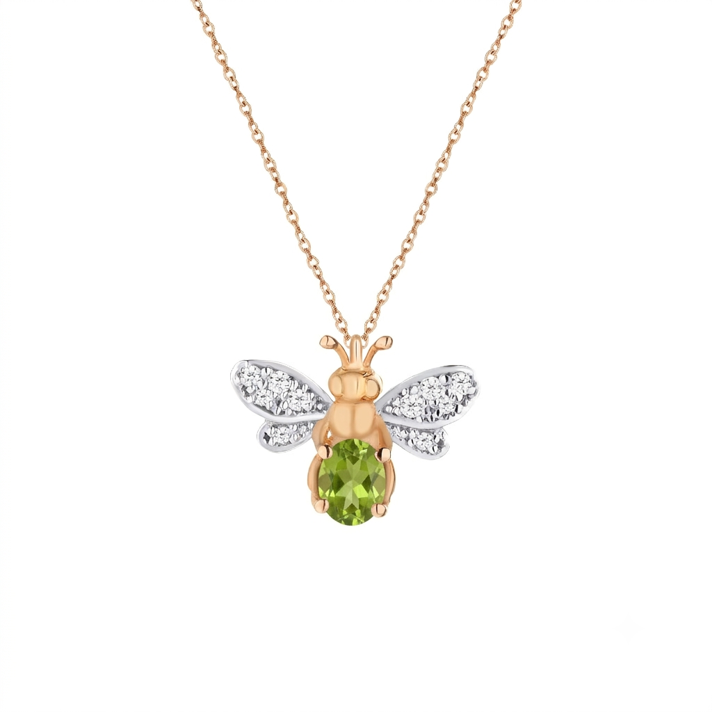 AURELIA BEE LIVA GOLD DIAMOND PERIDOT NECKLACE