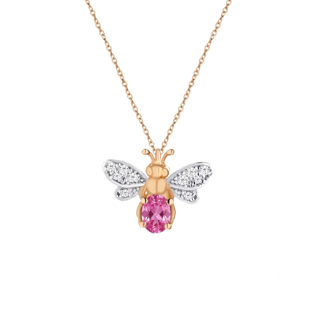 AURELIA BEE LIVA GOLD DIAMOND PINK SAPPHIRE NECKLACE