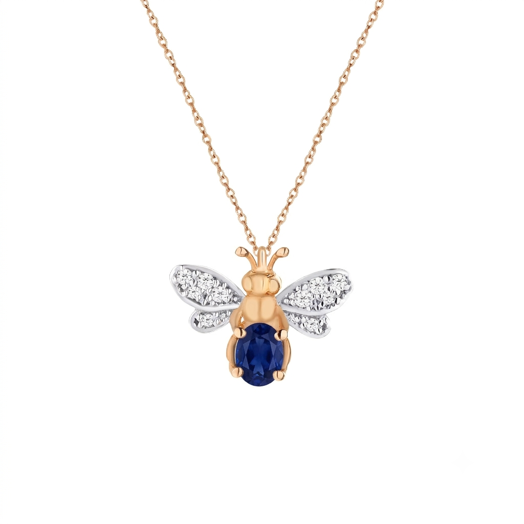 AURELIA BEE LIVA GOLD DIAMOND SAPPHIRE NECKLACE