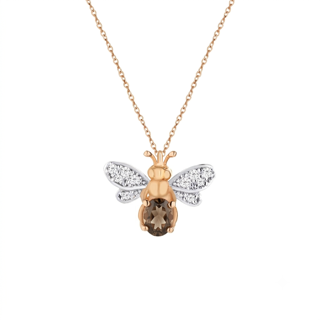AURELIA BEE LIVA GOLD DIAMOND SMOKY TOPAZ NECKLACE