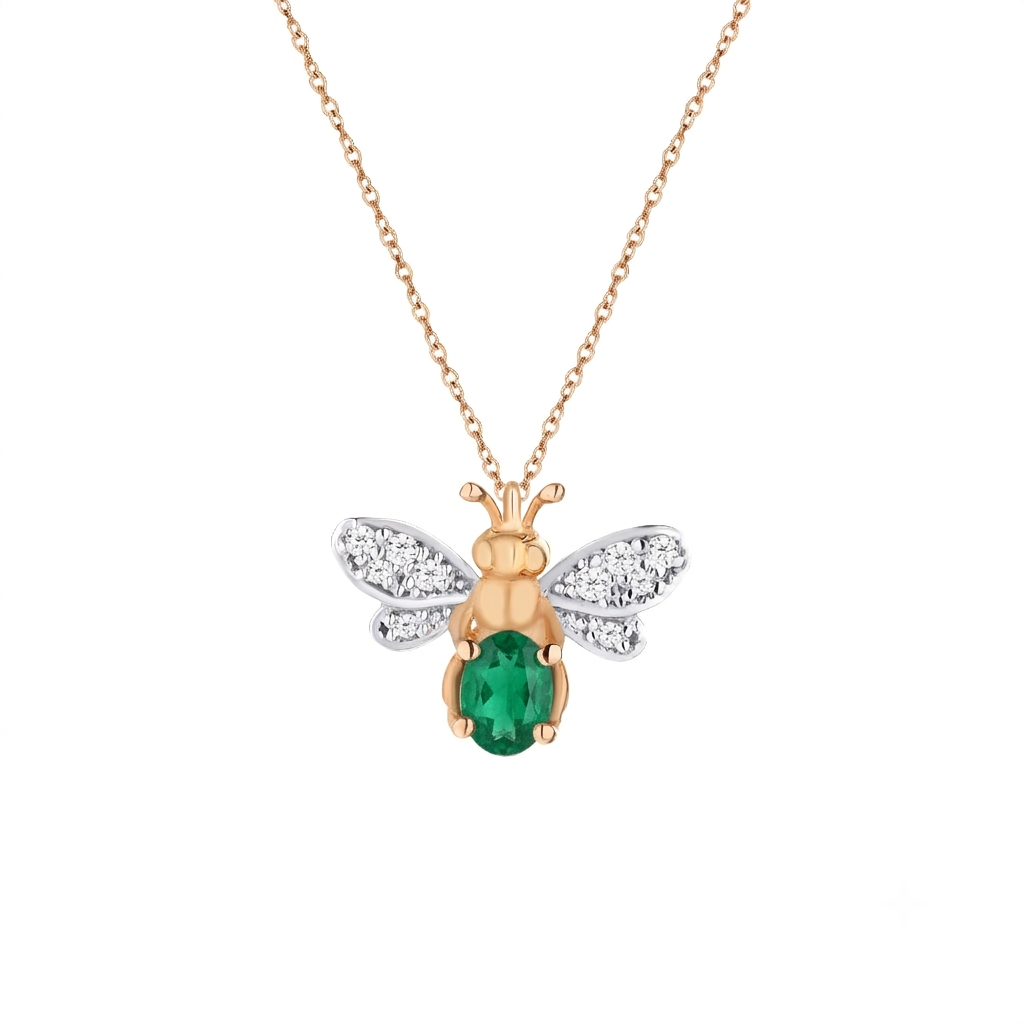AURELIA BEE LIVA GOLD DIAMOND EMERALD NECKLACE
