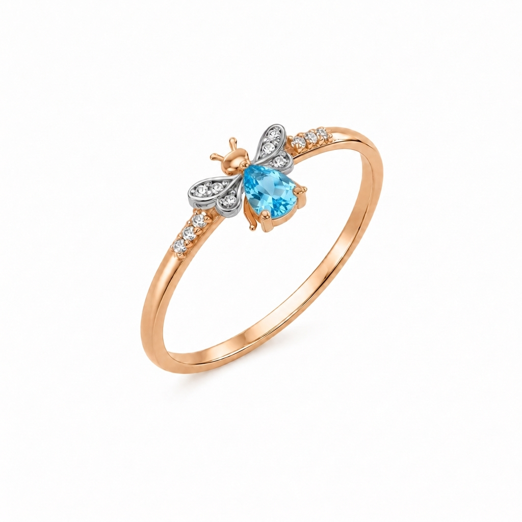 AURELIA BEE MILA GOLD DIAMOND BLUE TOPAZ RING