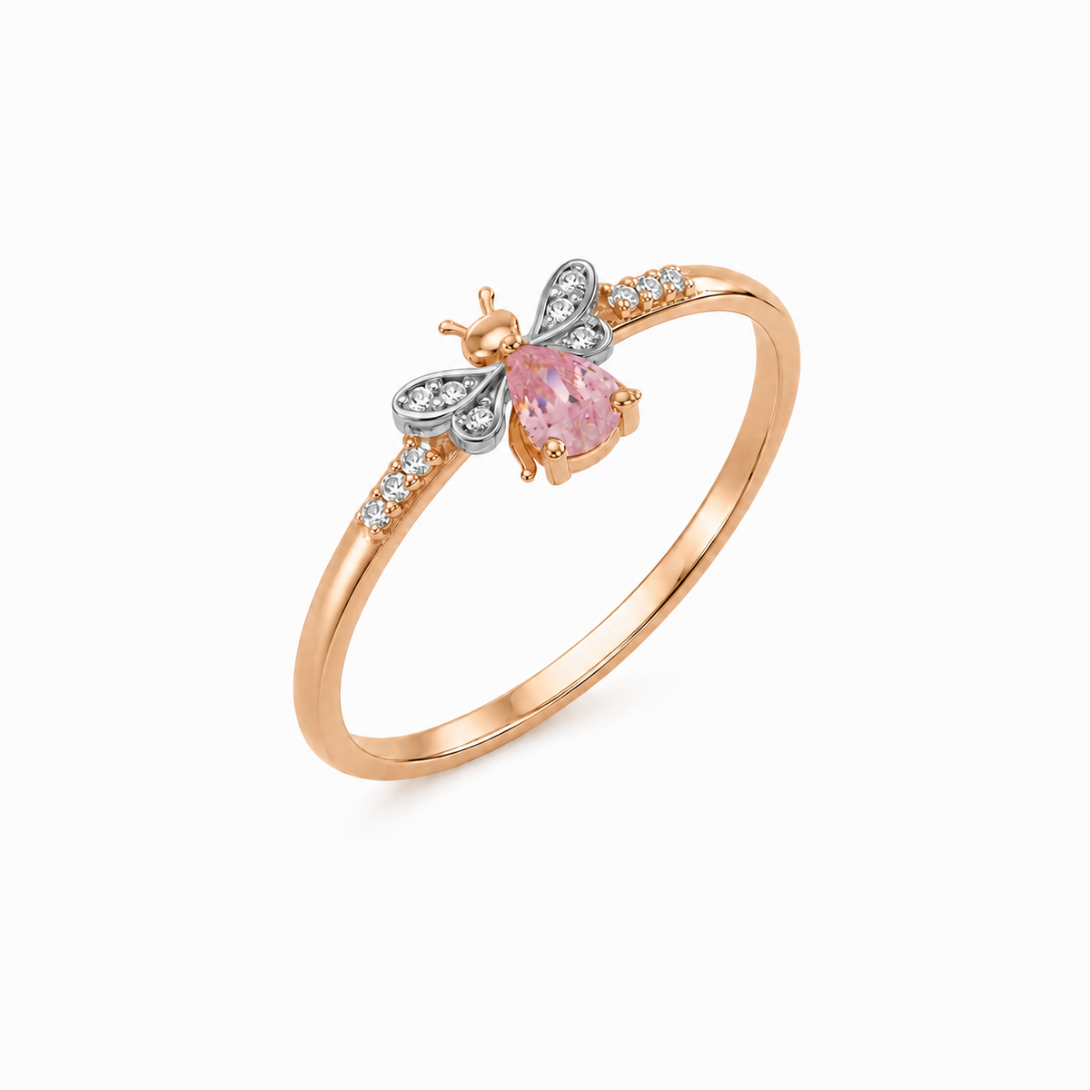 AURELIA BEE MILA GOLD DIAMOND PINK SAPPHIRE RING