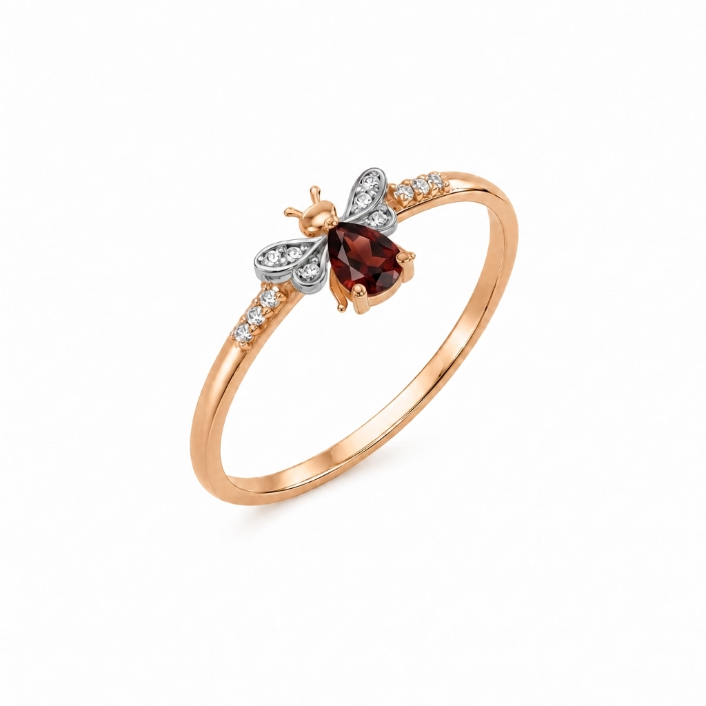 AURELIA BEE MILA GOLD DIAMOND GARNET RING