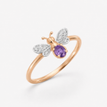 AURELIA BEE LIVA GOLD DIAMOND AMETHYST RING