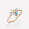 AURELIA BEE LIVA GOLD DIAMOND BLUE TOPAZ RING