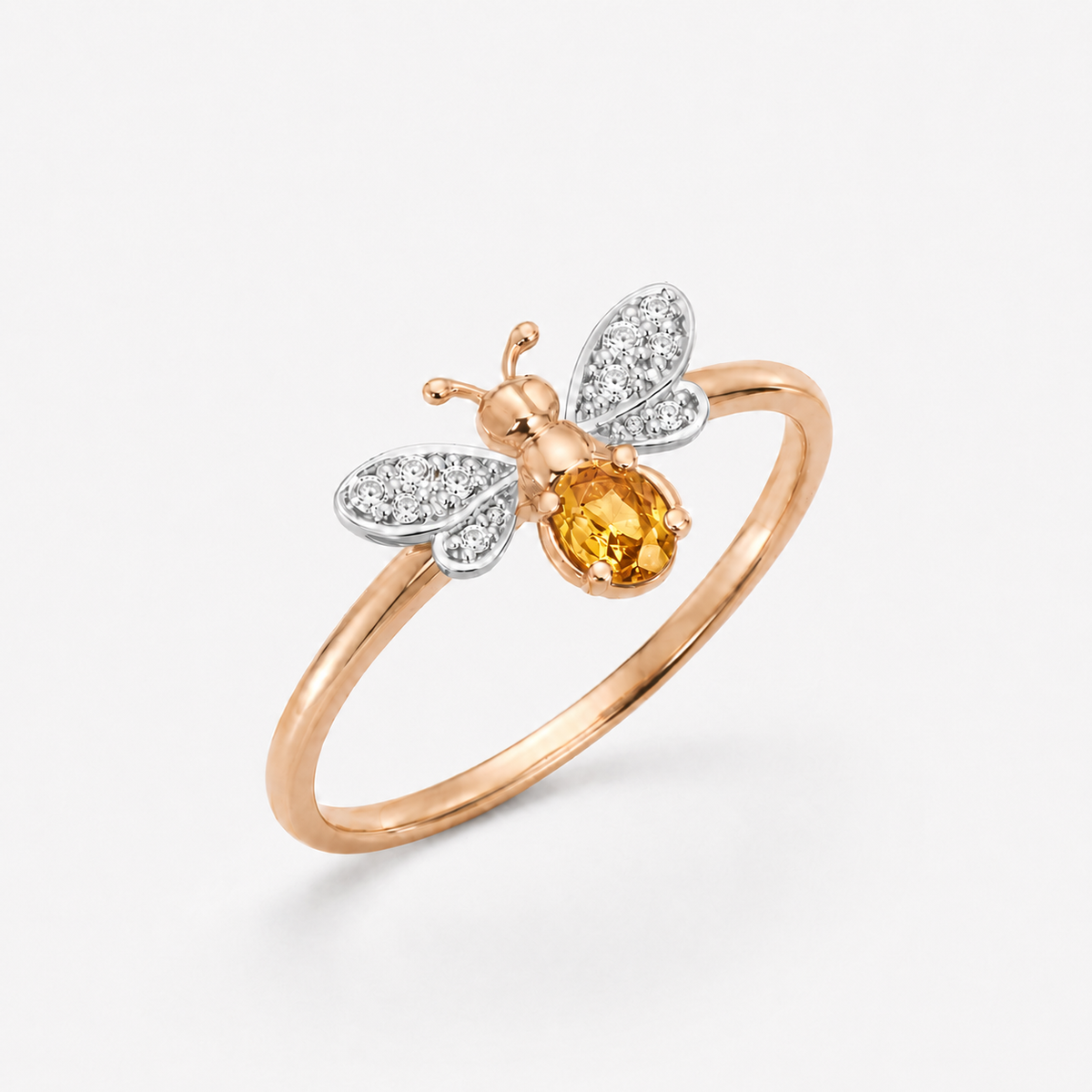 AURELIA BEE LIVA GOLD DIAMOND CITRIN RING