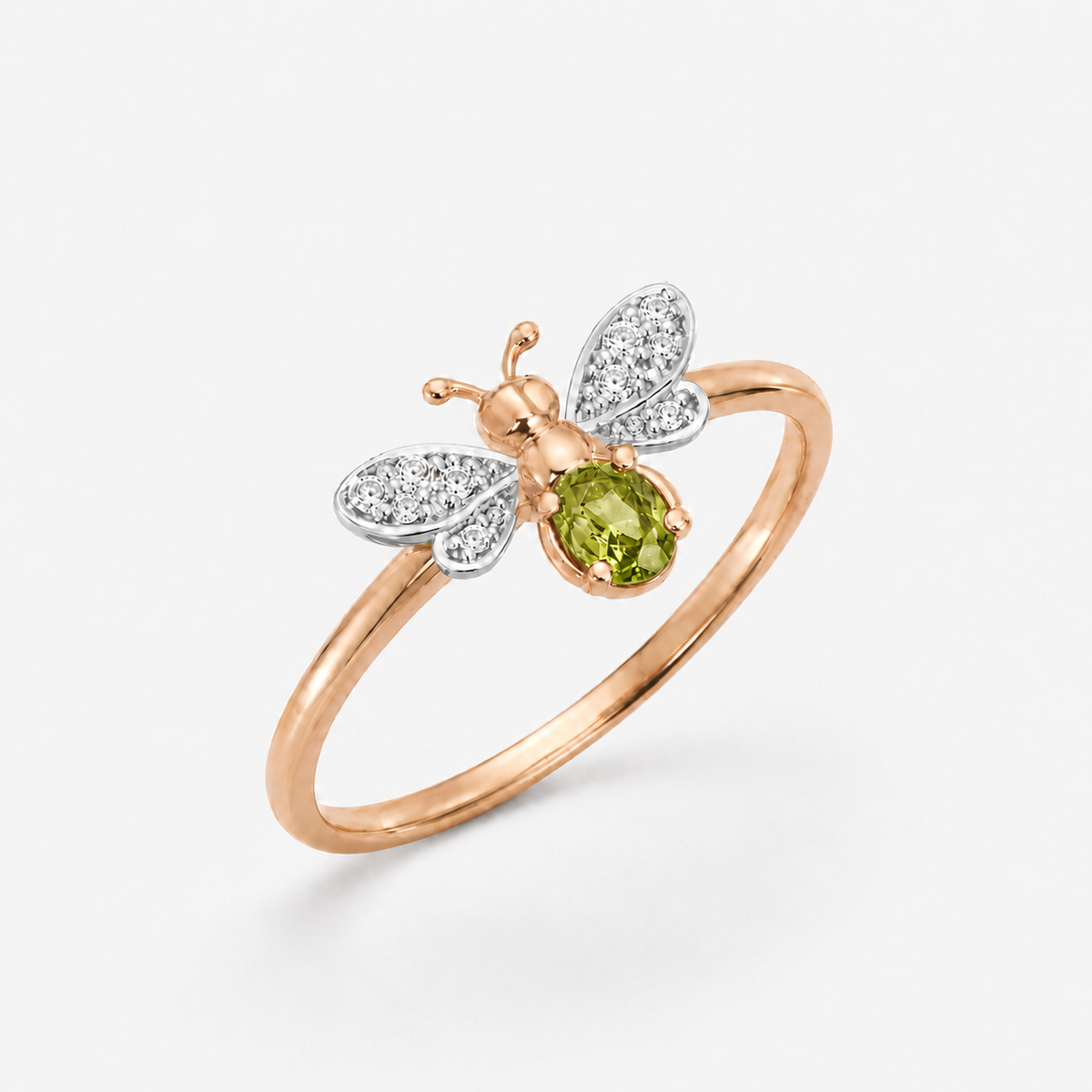 AURELIA BEE LIVA GOLD DIAMOND PERIDOT RING