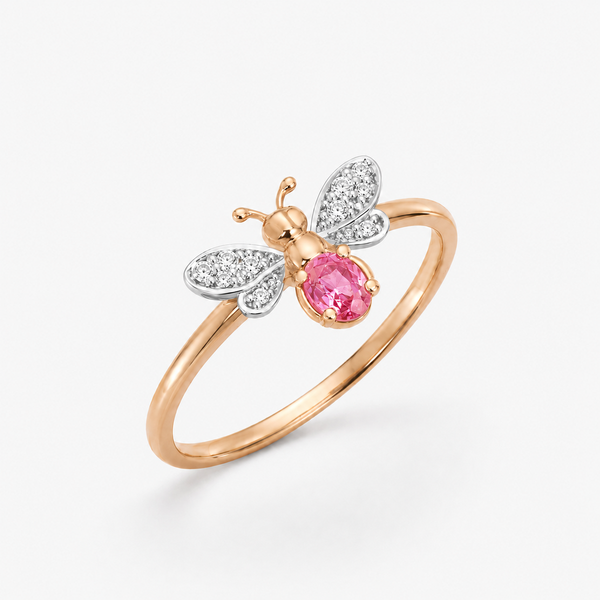 AURELIA BEE LIVA GOLD DIAMOND PINK SAPPHIRE RING