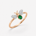 AURELIA BEE LIVA GOLD DIAMOND EMERALD RING
