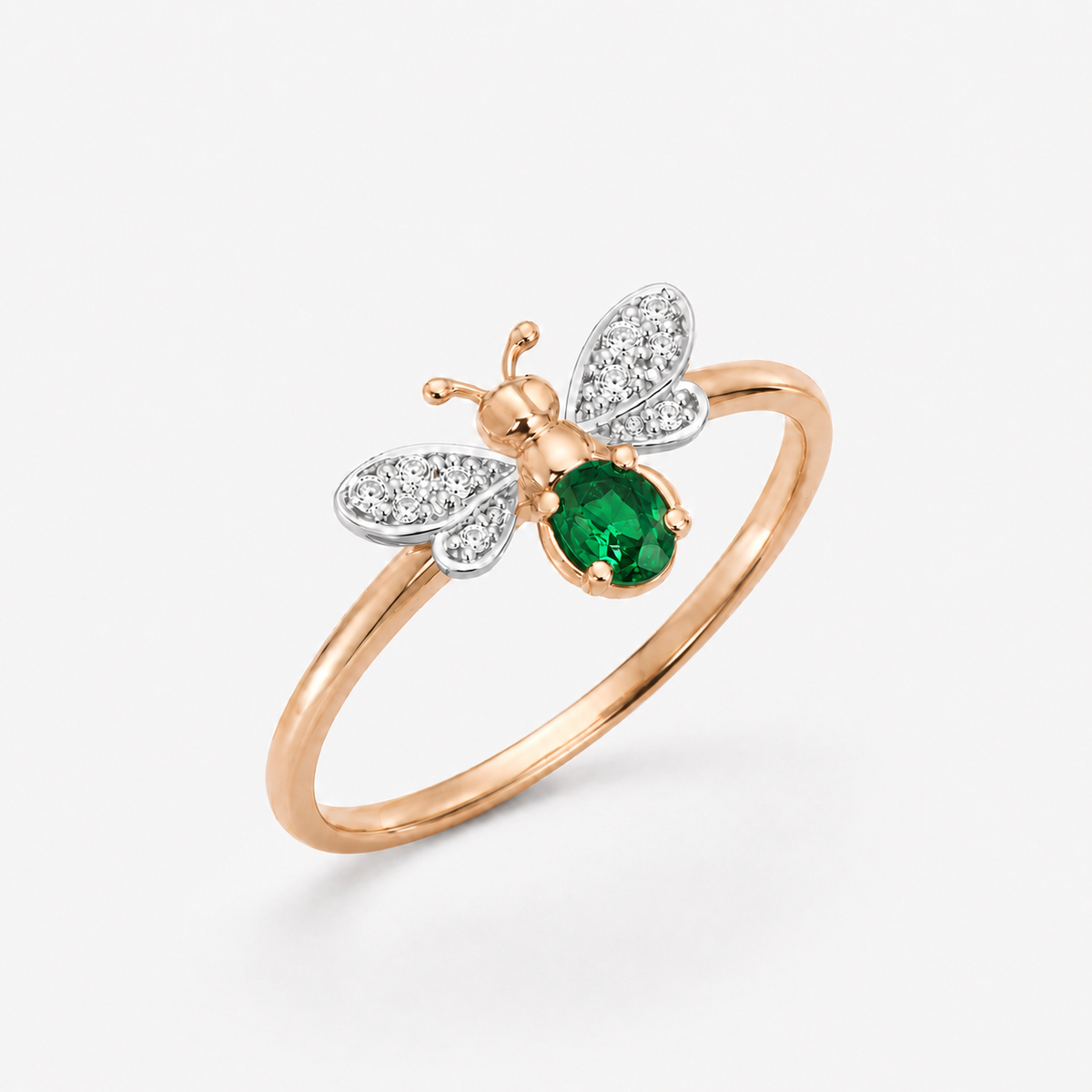 AURELIA BEE LIVA GOLD DIAMOND EMERALD RING