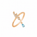 ASTRAPE LIGHTNING GOLD DIAMOND BLUE TOPAZ RING