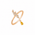 ASTRAPE LIGHTNING GOLD DIAMOND CITRIN RING