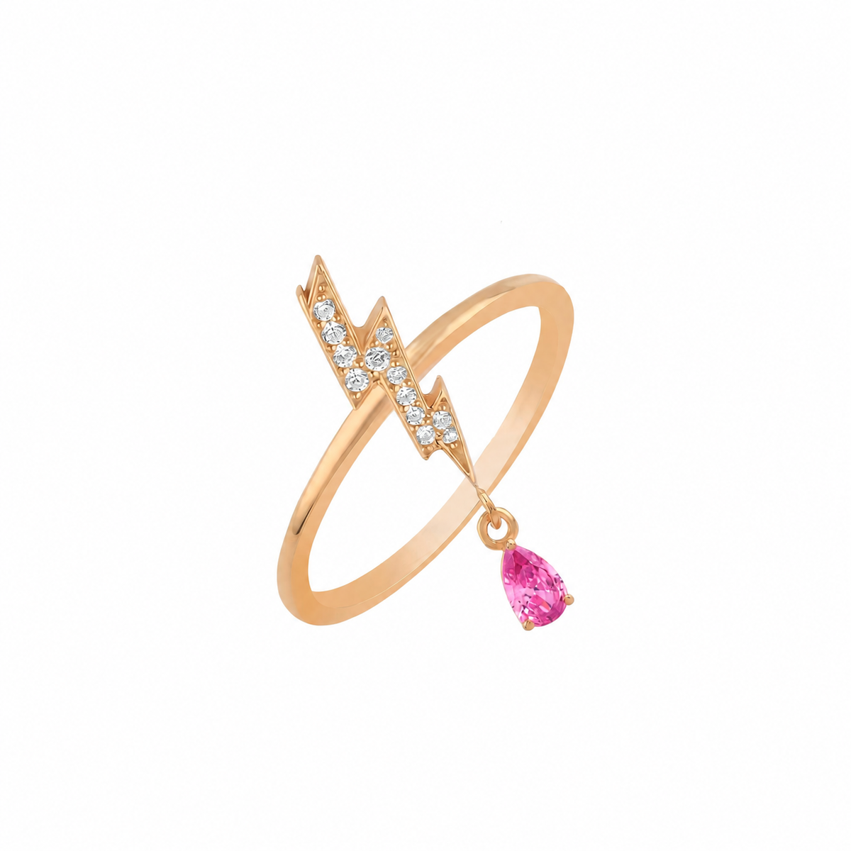 ASTRAPE LIGHTNING GOLD DIAMOND PINK SAPPHIRE RING