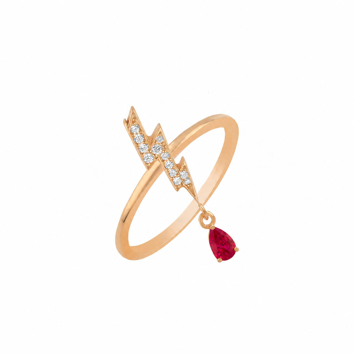 ASTRAPE LIGHTNING GOLD DIAMOND RUBY RING