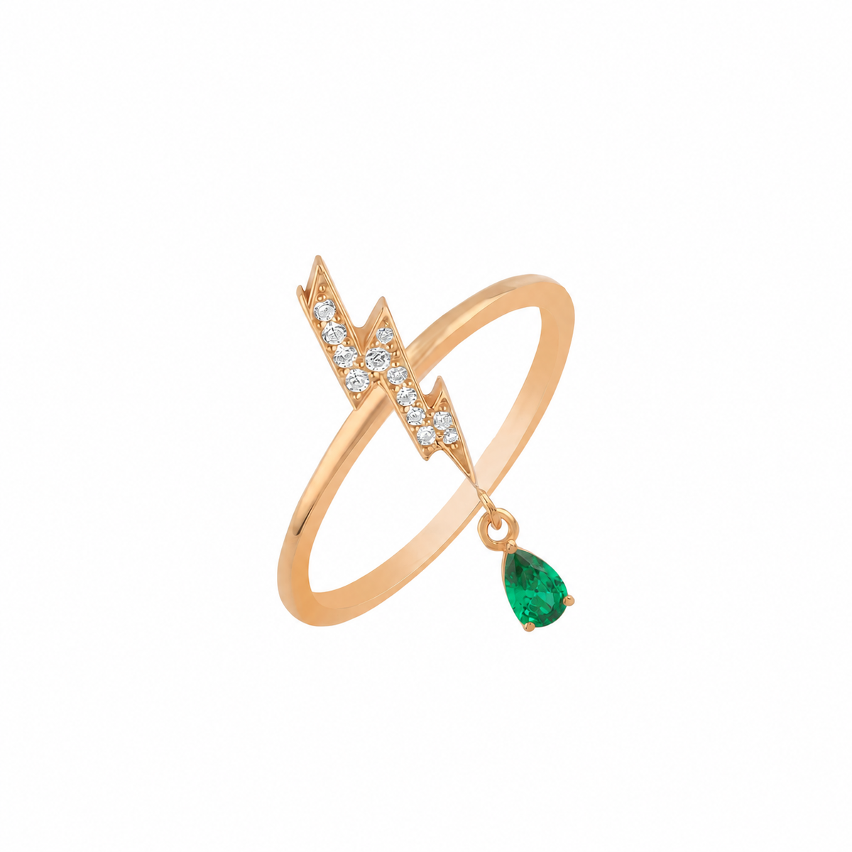ASTRAPE LIGHTNING GOLD DIAMOND EMERALD RING