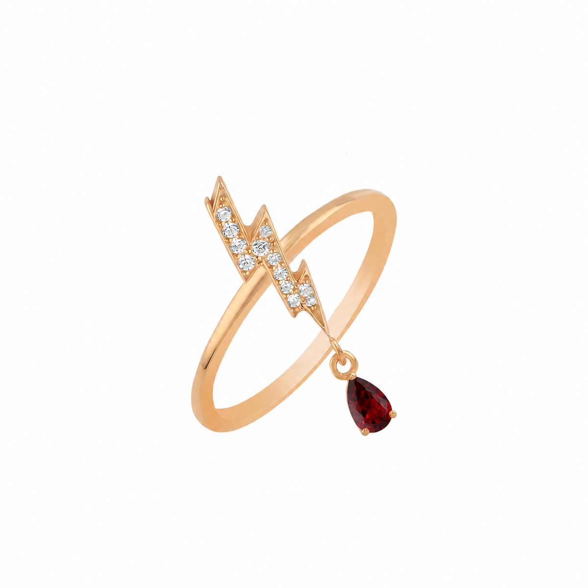 ASTRAPE LIGHTNING GOLD DIAMOND GARNET RING