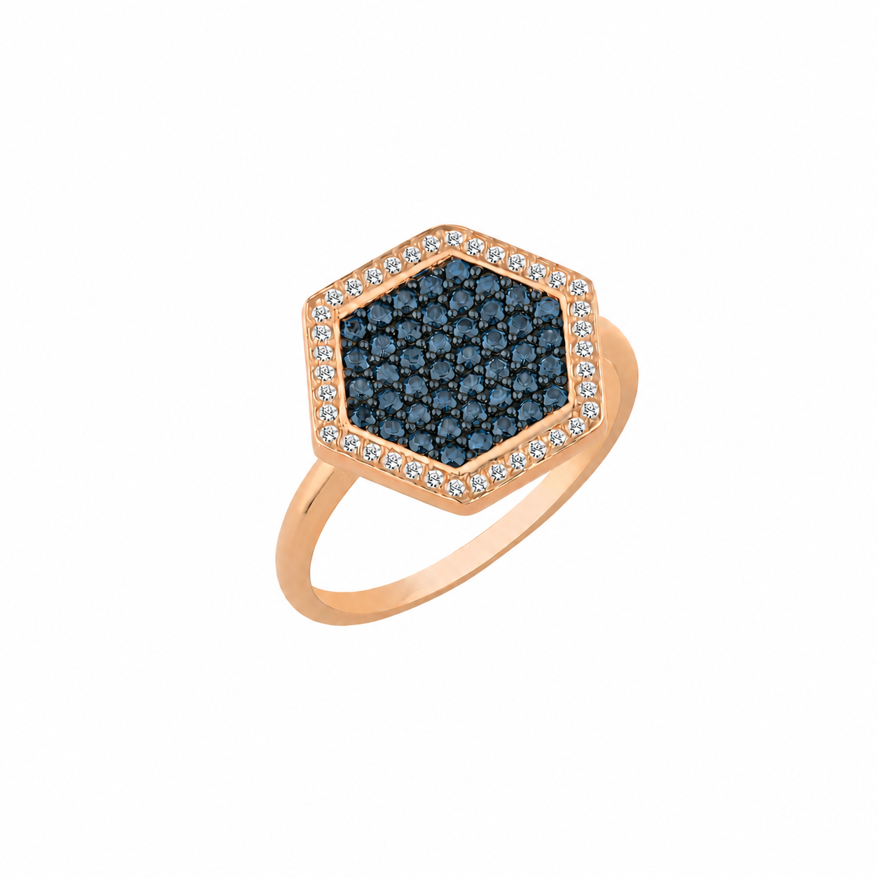 SACRED HONEYCOMB GOLD BLUE DIAMOND RING